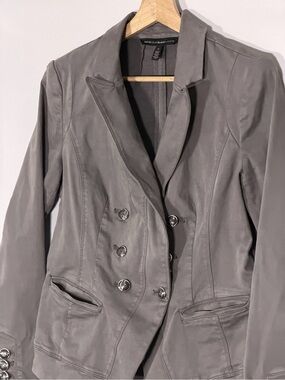 White House Black Market Military Blazer Women’s 6 Gray Double Breasted Stretch